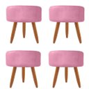 Ver imagem 1 de Combo 4 Puffs decorativos redondo pé palito-tecido suede rosa