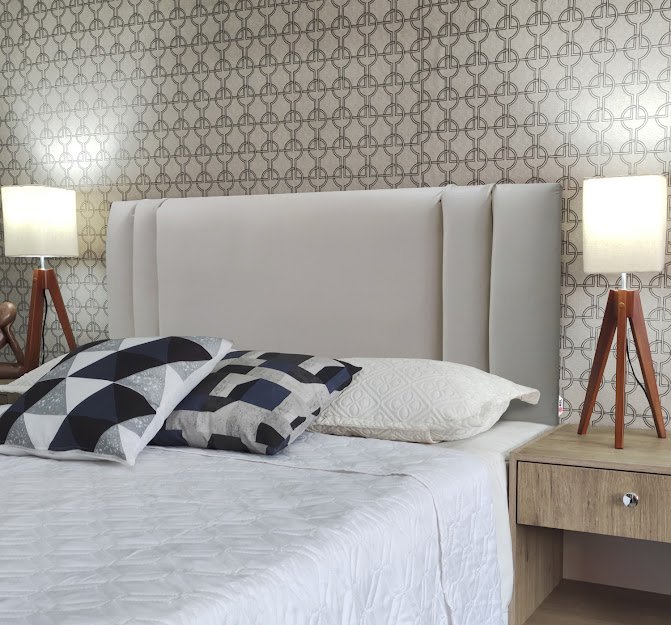 Ver imagem 3 de Cabeceira Casal Estofada Siena Vertical Double Corino Bege 140 X 60 RBL