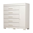 Ver imagem 2 de Cômoda Rayane 1 Porta 5 Gavetas 100% Mdf Branco - Acp Móveis