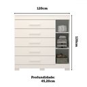 Ver imagem 4 de Cômoda Rayane 1 Porta 5 Gavetas 100% Mdf Branco - Acp Móveis