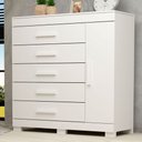 Ver imagem 1 de Cômoda Rayane 1 Porta 5 Gavetas 100% Mdf Branco - Acp Móveis