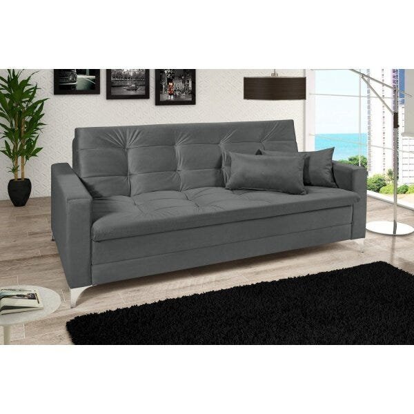 Sofá Cama 3 Lugares Reclinável Facility Império Estofados MadeiraMadeira