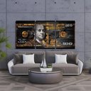 Ver imagem 1 de Kit 3 Quadro Decorativo Dinheiro Dólar Dourado Real Riqueza 28x20cm