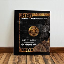 Kit 3 Quadro Decorativo Dinheiro Dólar Dourado Real Riqueza 28x20cm - 4