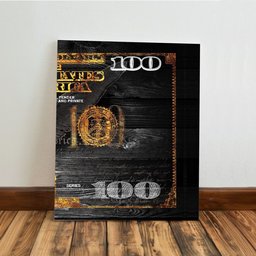 Kit 3 Quadro Decorativo Dinheiro Dólar Dourado Real Riqueza 28x20cm - 6