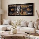 Ver imagem 2 de Kit 3 Quadro Decorativo Dinheiro Dólar Dourado Real Riqueza 28x20cm