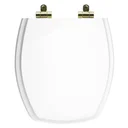 Ver imagem 1 de Tampa de Vaso Poliéster Com Fechamento Lento Thema Branco para louça Incepa com Ferragem Dourada