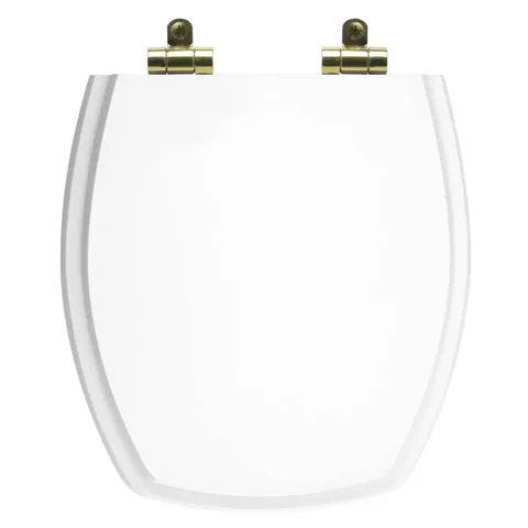 Tampa de Vaso Poliéster Com Fechamento Lento Thema Branco para louça Incepa com Ferragem Dourada