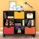 Ver imagem 1 de Estante Nicho com Rodízios Kansas Preto com 3 Gavetas Coloridas