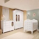Ver imagem 1 de Quarto de Bebê com Guarda-Roupa Cômoda e Berço com Capitonê Maya Provençal 100% MDF Yescasa Branco/B