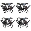 Ver imagem 1 de Kit 4 Conjuntos De Mesa Com 4 Cadeiras De Madeira Dobravel 70X70 Tabaco - Marrom