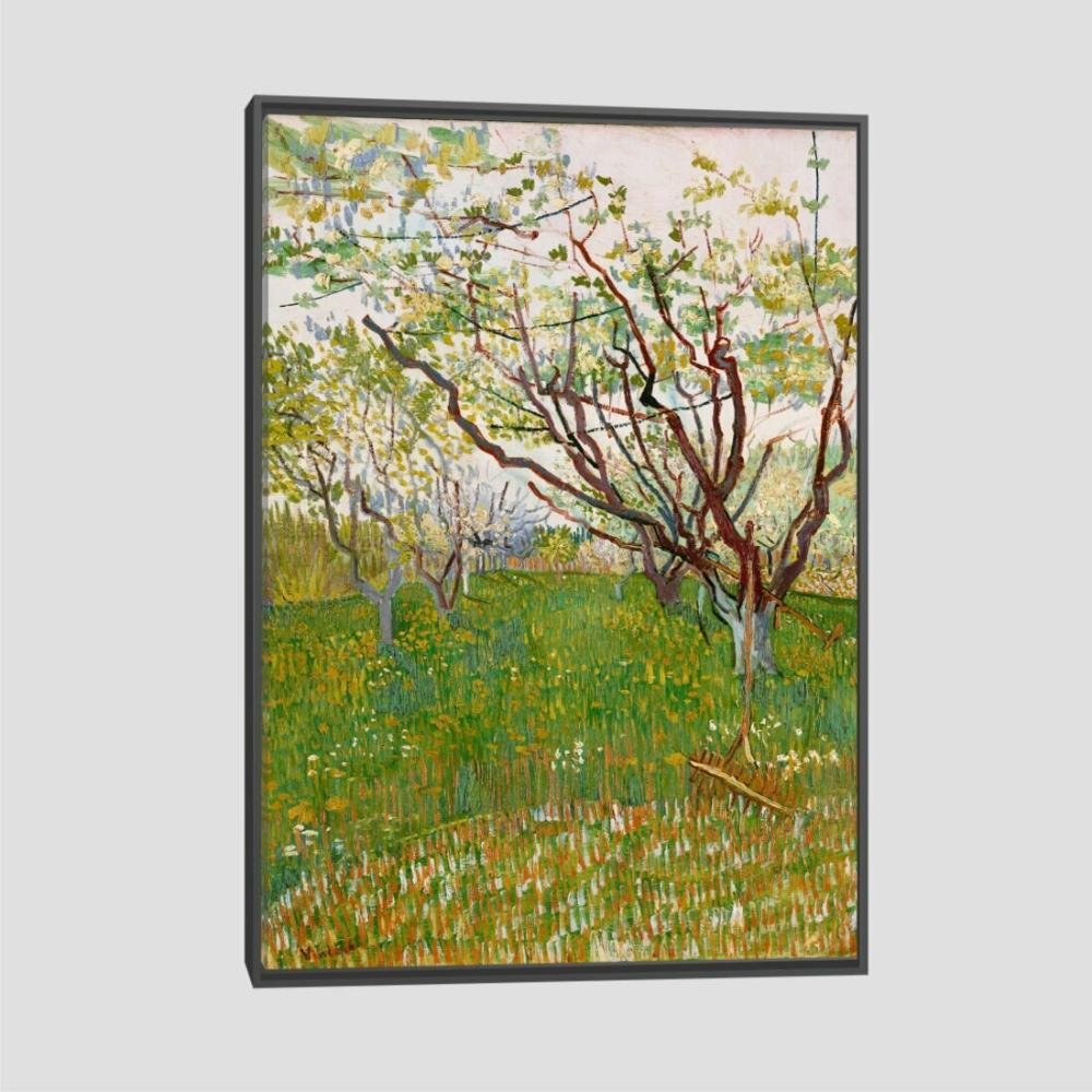 Quadro Van Gogh The Flowering Orchard Tela Moldura Preta 63X42Cm