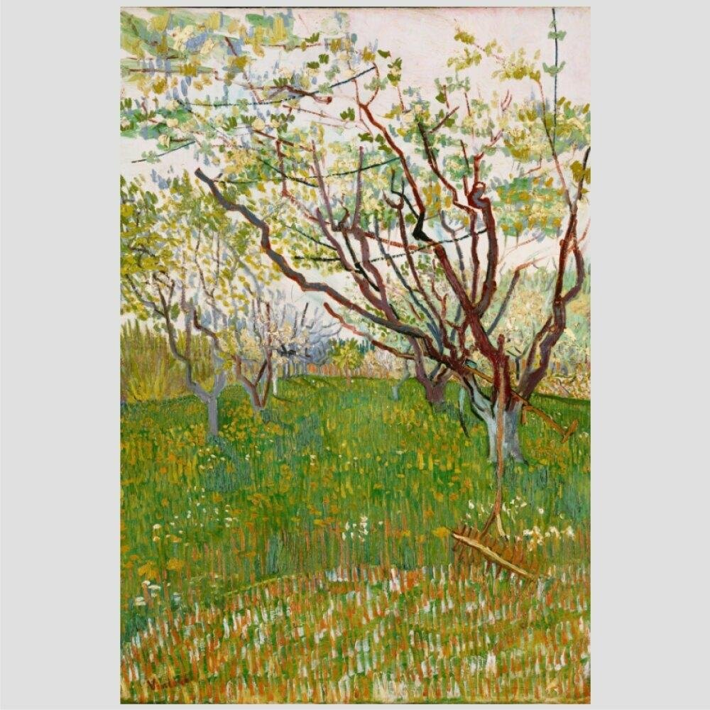 Quadro Van Gogh The Flowering Orchard Tela Moldura Preta 63X42Cm - 2