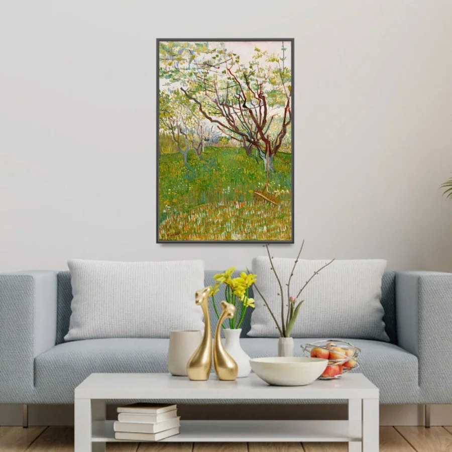 Quadro Decorativo Van Gogh The Flowering Orchard 63x42cm Moldura Preta - 2