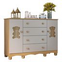 Ver imagem 1 de Cômoda Infantil 2 Portas com Vidro e 4 Gavetas 125cm Ternura Multimóveis Mp4808 Madeirado/Off