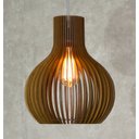 Ver imagem 1 de Pendente rústico de madeira filetado modelo Cajá Wood Iluminação 25 cm
