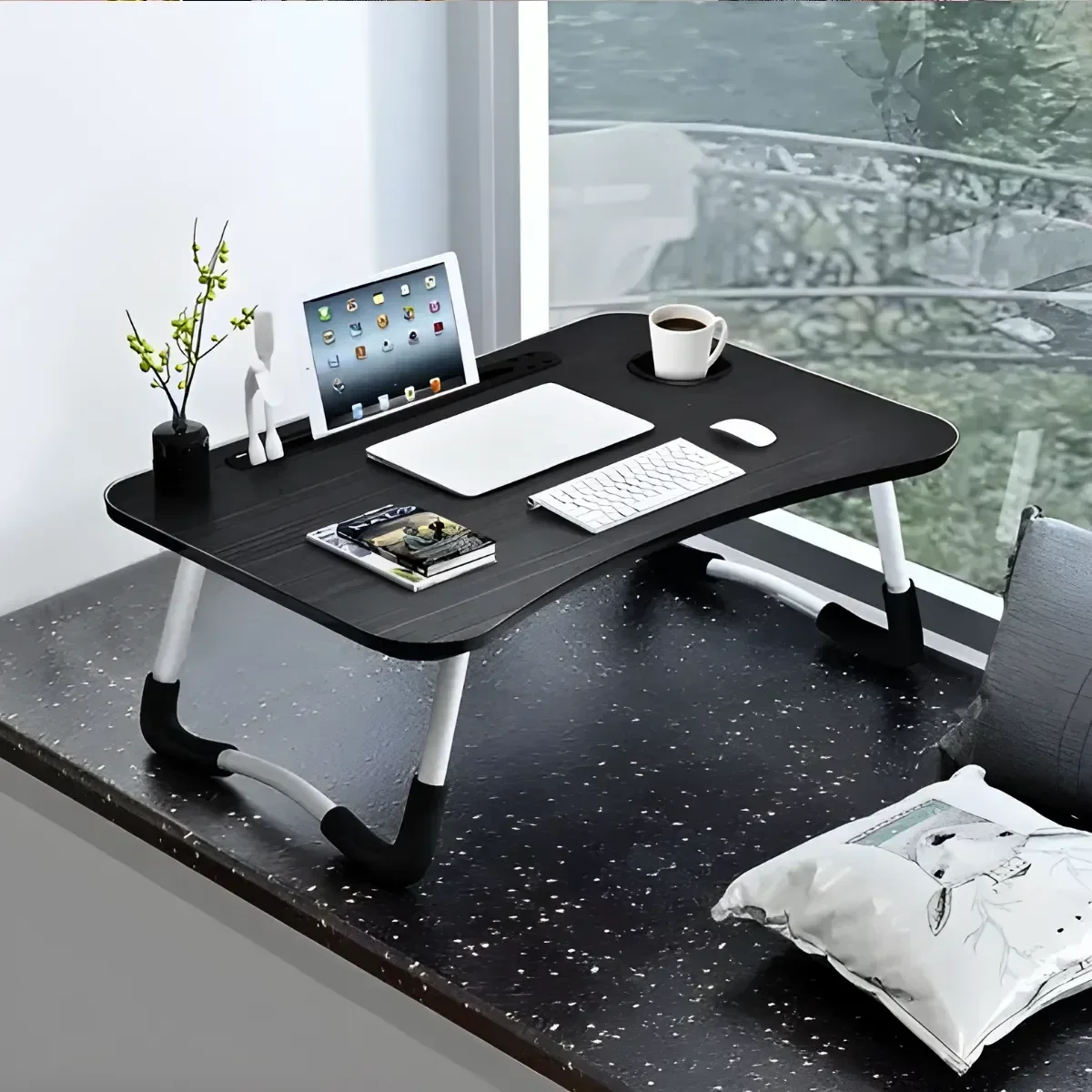 Mesa de Colo Portátil Dobrável Suporte Multiuso - Preto - 3