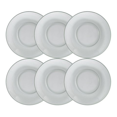 Conjunto 6 Pratos Fundo Vidro Transparente Gema