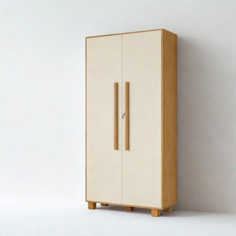 Armario para Escritório 194,4x93cm Laundry Branco/Marrome/Off White