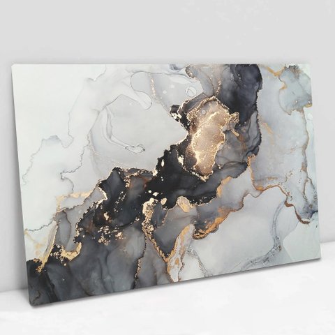 Quadro Decorativo em Canvas Abstrato Mármore Elegance TaColado Borda Infinita 60 x 40cm
