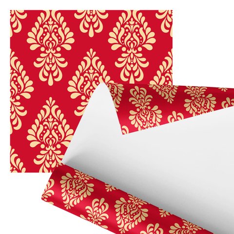 Papel de Parede Adesivo Arabesco Vermelho Decorativo 2,80m