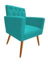 Ver imagem 1 de Poltrona Decorativa Nina Capitonê Suede Azul Tifany Pés Maderia Mz Decor