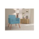 Ver imagem 3 de Poltrona Decorativa Nina Capitonê Suede Azul Tifany Pés Maderia Mz Decor