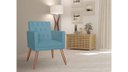 Ver imagem 3 de Poltrona Decorativa Nina Capitonê Suede Azul Tifany Pés Maderia Mz Decor
