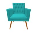 Ver imagem 2 de Poltrona Decorativa Nina Capitonê Suede Azul Tifany Pés Maderia Mz Decor