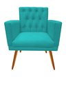 Ver imagem 2 de Poltrona Decorativa Nina Capitonê Suede Azul Tifany Pés Maderia Mz Decor