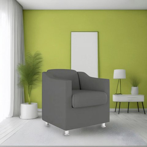 Poltrona Bia Decorativa Reforçada Recepção Clínica Salão Sala de Estar Courino:cinza