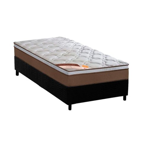 Cama Box Solteiro: Colchão Molas Castor Pocket Revolution + Base CRC Suede Black(88x188)
