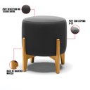 Ver imagem 3 de Puff Stella Suede Preto Base Madeira Castanho - D’Rossi