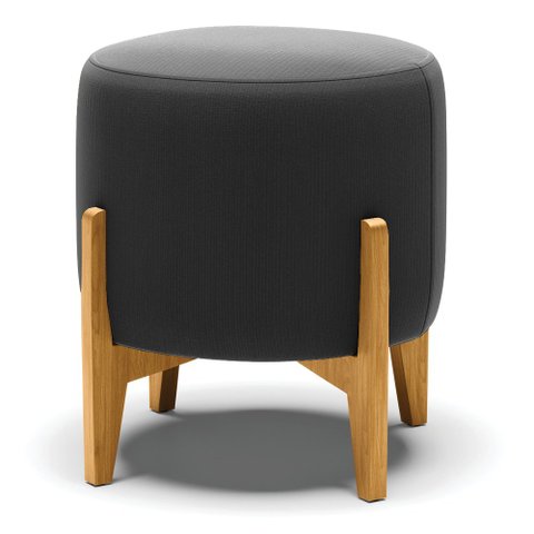 Puff Stella Suede Preto Base Madeira Castanho - D’Rossi