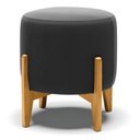 Ver imagem 1 de Puff Stella Suede Preto Base Madeira Castanho - D’Rossi