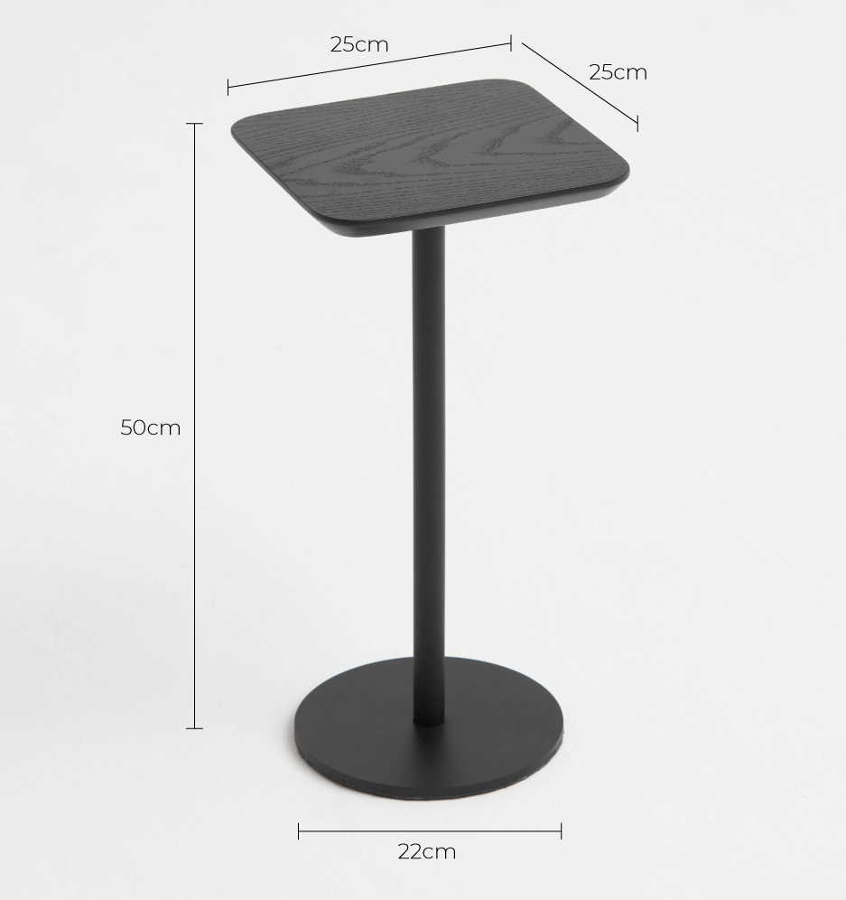 Mesa de Apoio Tokka - Tampo Ebano - Base Aço Carbono - Altura 50cm - 7