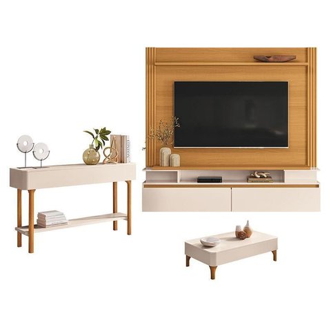 Home Suspenso Astor Cinamomo Off White com Mesa de Centro Liz e Aparador Fiero Off White - Hb Mó