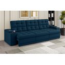 Ver imagem 1 de Sofá Confort Premium 2,30m Assento Retrátil/reclinável Porta Copos e Usb Suede Azul - Xflex Sofas