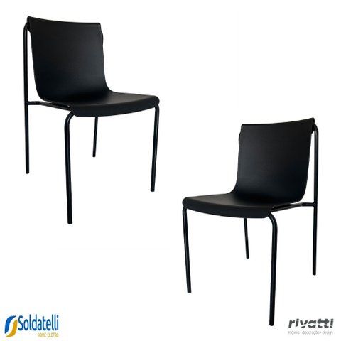 Kit 2 Cadeiras Íris Pp Preta e Nude - Rivatti