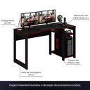 Ver imagem 2 de Mesa para Escritório Home Office Gamer ME4152 MDP Preto/Vermelho - Gran Belo