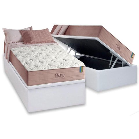 Cama Box Baú Solteiro: Colchão Molas MasterPocket Ensacadas Anjos Richesse + Base CRC Courano White(