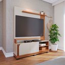 Ver imagem 3 de Estante Home Jurerê 1.5 para Sala de Tv até 65 Polegadas Off White Matte Freijó Colibri