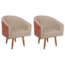 Ver imagem 2 de Kit 2 Poltronas Jade Decorativa Moderna Sala de Estar Quarto Escritório Conforto Corano Nozes e Linh