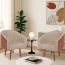 Ver imagem 1 de Kit 2 Poltronas Jade Decorativa Moderna Sala de Estar Quarto Escritório Conforto Corano Nozes e Linh
