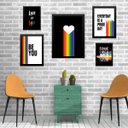 Ver imagem 1 de Kit Composição 5 Quadros Decorativos Lgbt - com Vidro:madeira Branca