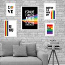 Ver imagem 2 de Kit Composição 5 Quadros Decorativos Lgbt - com Vidro:madeira Branca