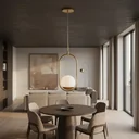 Ver imagem 2 de Pendente Lustre de Teto Dourado Jabuticaba em Alumínio com Globo Fosco 12cm Decoração Casa