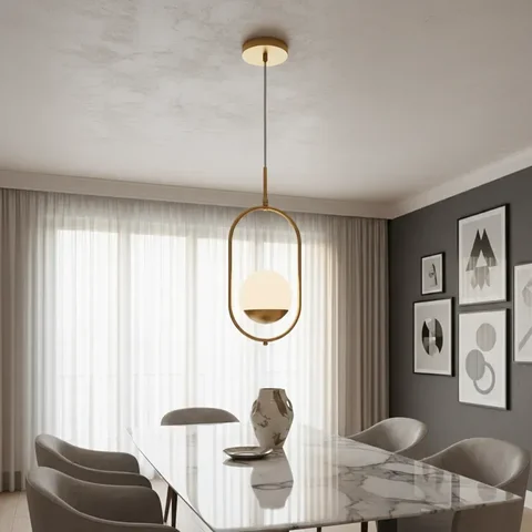 Pendente Lustre de Teto Dourado Jabuticaba em Alumínio com Globo Fosco 12cm Decoração Casa