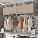 Ver imagem 2 de Armário Multiuso Aéreo Cabideiro Grécia L03 Castanho - Lyam