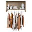 Ver imagem 3 de Armário Multiuso Aéreo Cabideiro Grécia L03 Castanho - Lyam